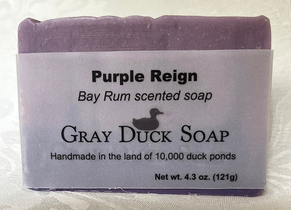 Purple Reign soap bay rum scented on label
